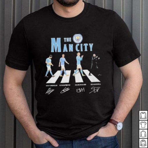 The Manchester City Gundogan Bruyne Haaland and Guardiola Abbey road signatures shirt