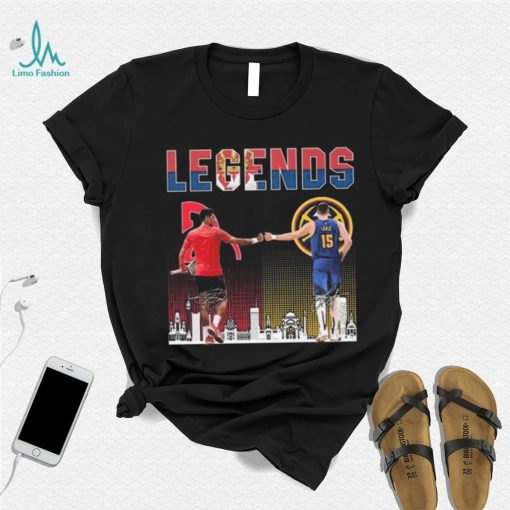 The egends novak djokovic and nikola jokić skyline signature 2023 shirt