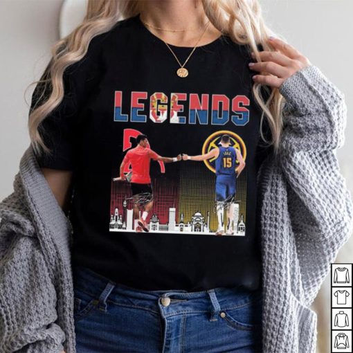 The egends novak djokovic and nikola jokić skyline signature 2023 shirt