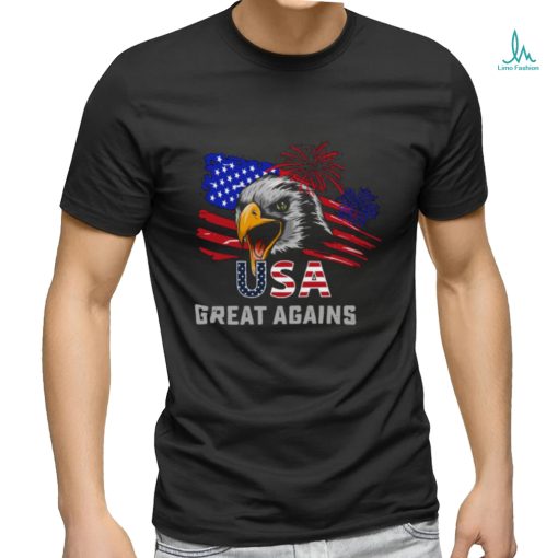 Usa Great Again 4th Of July Bald Eagle American Flag Shirt