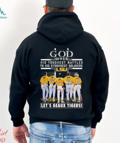 Vqtshirt – God gives his toughest battles to his strongest soldiers let’s Geaux Tigers shirt
