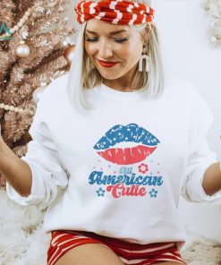 Womens All America Cutie Funny Patriotic American Flag T Shirt