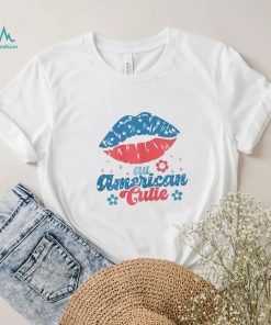 Womens All America Cutie Funny Patriotic American Flag T Shirt