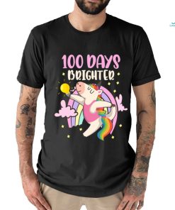 100 Days Brighter unicorn 100 Days Smarter of School T Shirt