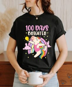 100 Days Brighter unicorn 100 Days Smarter of School T Shirt