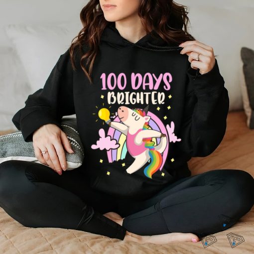 100 Days Brighter unicorn 100 Days Smarter of School T Shirt