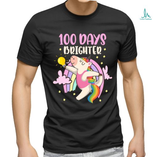 100 Days Brighter unicorn 100 Days Smarter of School T Shirt