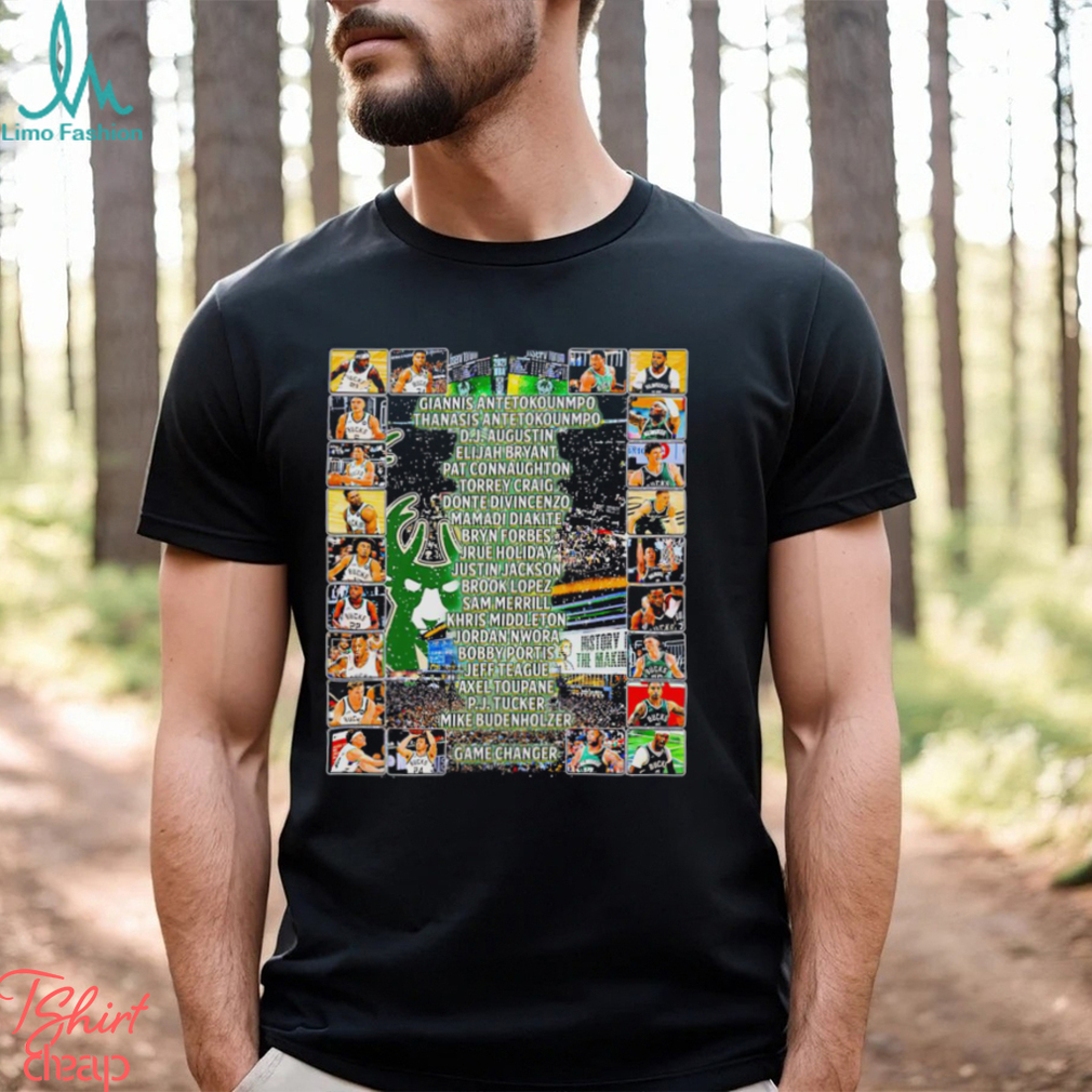 2021 NBA Champions Milwaukee Bucks list players retro shirt 2021 NBA Champions Milwaukee Bucks list players retro shirt