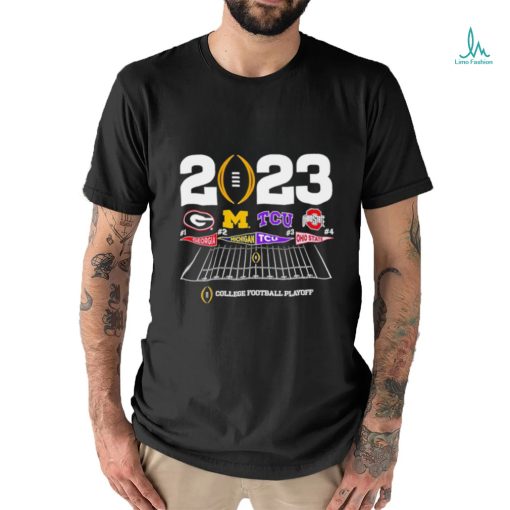 2023 College Football Playoff Georgia Bulldogs Michigan Wolverines TCU Horned Frogs Ohio State Buckeyes logo shirt
