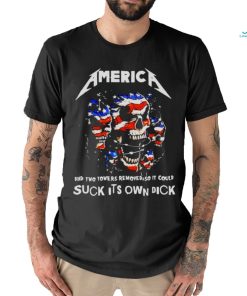 2023 Nice Skull America Had Two Towers Removed So It Could Suck It’s Own Dick American Flag shirt