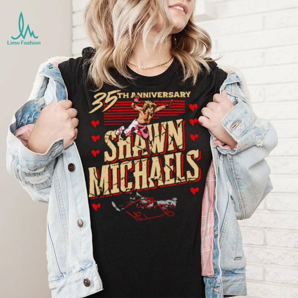 35th Anniversary Shawn Michaels Flying hearts signature shirt 35th Anniversary Shawn Michaels Flying hearts signature shirt