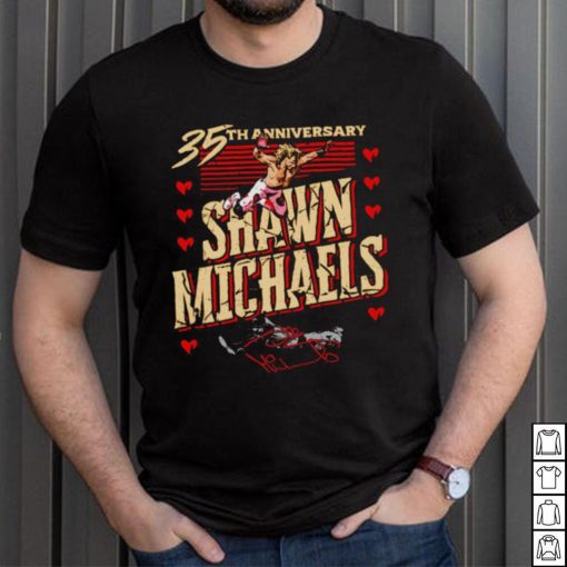 35th Anniversary Shawn Michaels Flying hearts signature shirt