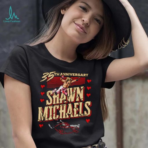 35th Anniversary Shawn Michaels Flying hearts signature shirt