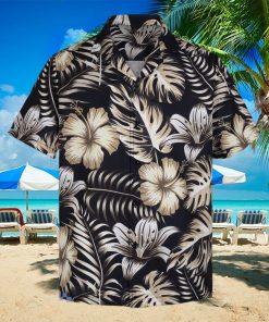 3D Black Floral Hibiscus Short Sleeve Summer Beach Hawaiian Shirt