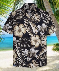 3D Black Floral Hibiscus Short Sleeve Summer Beach Hawaiian Shirt