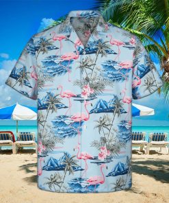 3D Blue Flamingo Island Sleeve Summer Beach Hawaiian Shirt