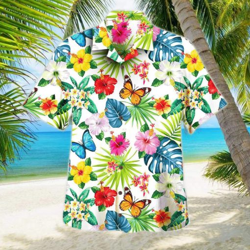 3D Butterfly Flower Tropical Aloha Summer Beach Hawaiian Shirt