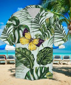 3D Butterfly Palm Flower Tropical Aloha Summer Beach Hawaiian Shirt