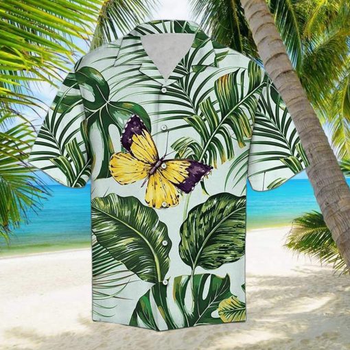 3D Butterfly Palm Flower Tropical Aloha Summer Beach Hawaiian Shirt