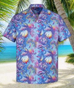 3D Colorful Mushroom Mysterious Land Short Sleeve Summer Beach Shirt