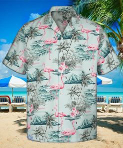 3D Mint Flamingo Island Short Sleeve Summer Beach Hawaiian