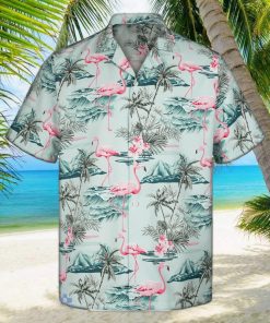 3D Mint Flamingo Island Short Sleeve Summer Beach Hawaiian