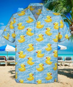 3D Swimming Yellow Rubber Duck Short Sleeve Summer Beach Hawaiian