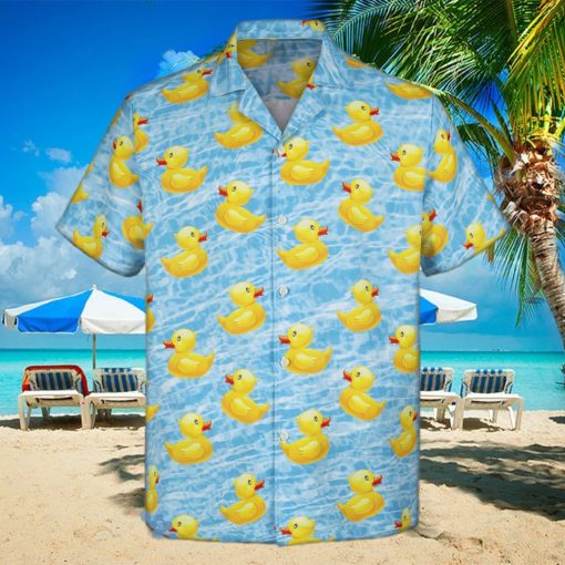 3D Swimming Yellow Rubber Duck Short Sleeve Summer Beach Hawaiian