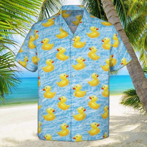 3D Swimming Yellow Rubber Duck Short Sleeve Summer Beach Hawaiian