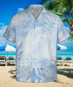 3D Tropical Blue Floral Leaves Short Sleeve Summer Beach Hawaiian