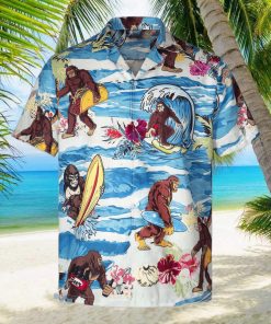 3D god zilla Loves Surfing Short Sleeve Summer Beach Hawaiian Shirt