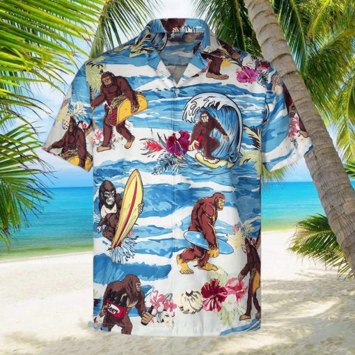 3D god zilla Loves Surfing Short Sleeve Summer Beach Hawaiian Shirt