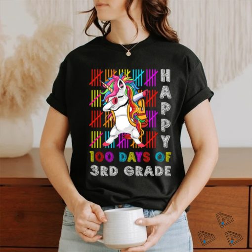 3rd Grade Unicorn 100 Days Smarter Happy 100th Day of School Dabbing Unicorn T Shirt