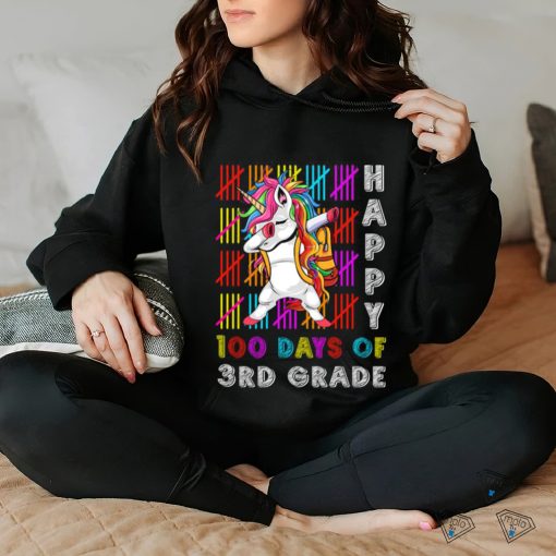 3rd Grade Unicorn 100 Days Smarter Happy 100th Day of School Dabbing Unicorn T Shirt
