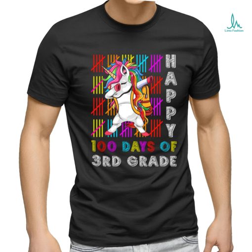3rd Grade Unicorn 100 Days Smarter Happy 100th Day of School Dabbing Unicorn T Shirt