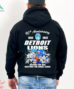 90th anniversary 1934 2023 Detroit Lions defend the Den restore the roar Lions shirt