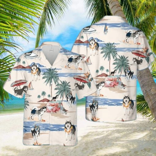 Alaskan Malamute Summer Beach Hawaiian Shirt