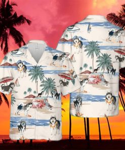 Alaskan Malamute Summer Beach Hawaiian Shirt