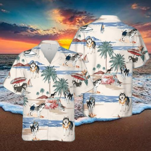 Alaskan Malamute Summer Beach Hawaiian Shirt