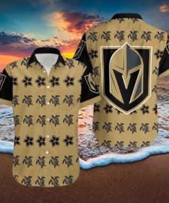 Aloha NHL Vegas Golden Knights Funny Hawaiian Shirt Turtle And Flower Pattern