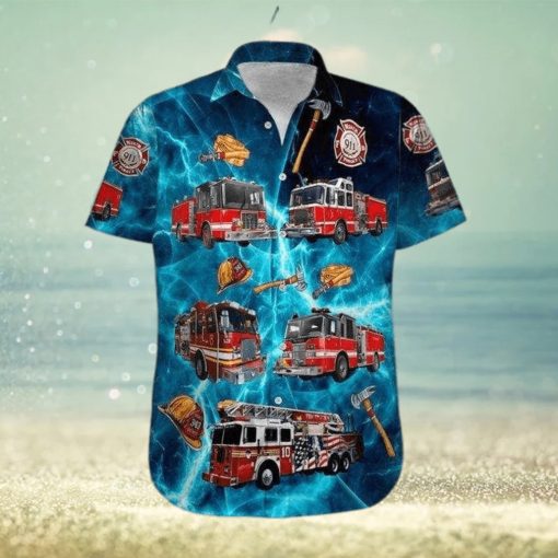 Amazing Firefighter Blue Hawaiian Shirt