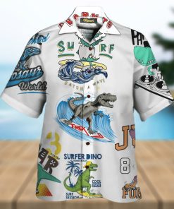 Amazing Surfer Dino T Rex Surfing Aloha Hawaiian Shirts