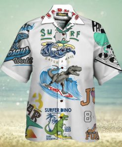 Amazing Surfer Dino T Rex Surfing Aloha Hawaiian Shirts