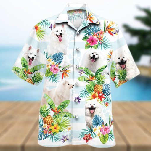 American Eskimo Dog Tropical Flower Hawaiian Shirt