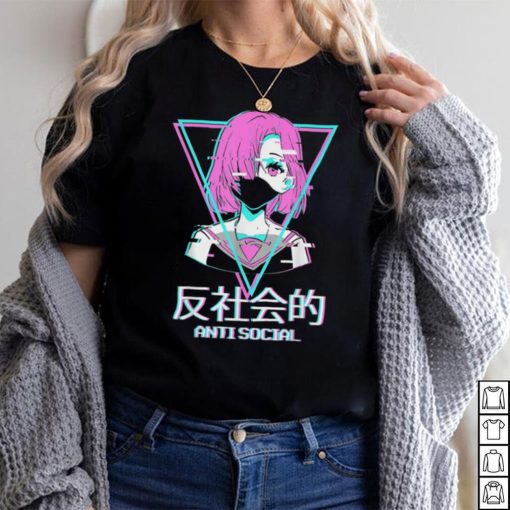 Antisocial Vaporwave Anime Girl Japanese Aesthetic T Shirt