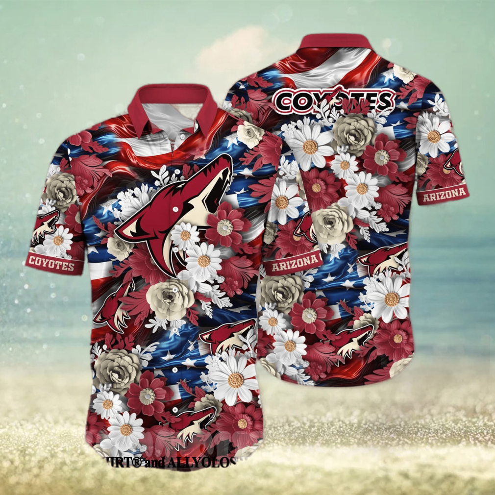 Arizona Coyotes NHL Independence Day Full Print 3D Hawaiian Shirt Arizona Coyotes NHL Independence Day Full Print 3D Hawaiian Shirt