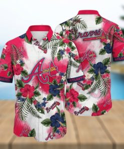 Atlanta Braves Small Pink Hibiscus Pattern All Over Printed 3D