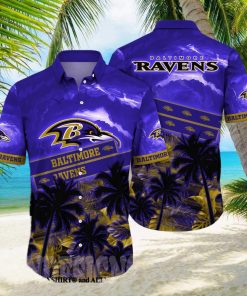 Baltimore Ravens NFL Floral 3D All Over Print Hawaiian Shirt