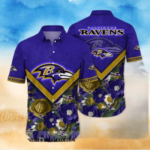 Baltimore Ravens NFL Flower All Over Print Classic Hawaiian Shirt