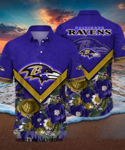 Baltimore Ravens NFL Flower All Over Print Classic Hawaiian Shirt